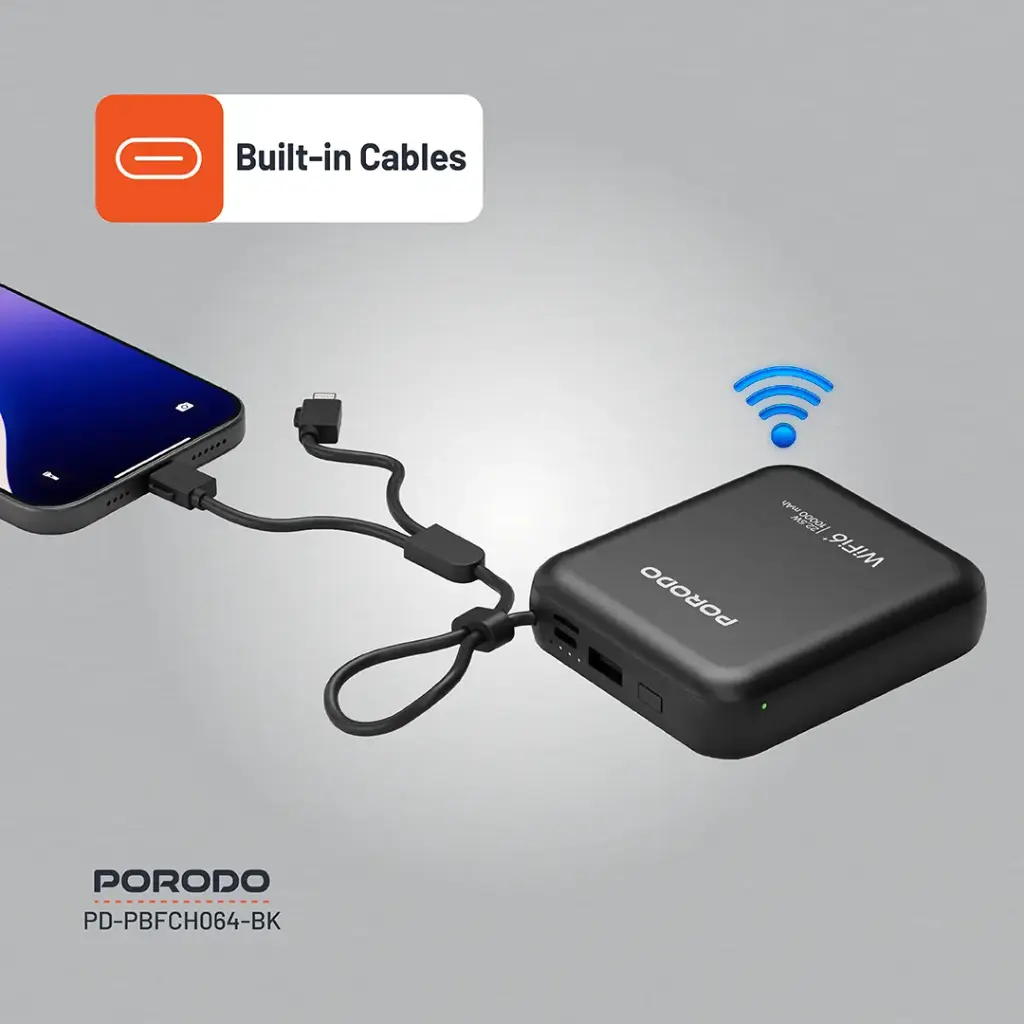 PORODO 4G LTE WIFI 6 POCKET ROUTER PD22.5W BLACK PD-PBFCH064-BK thumbnail 10