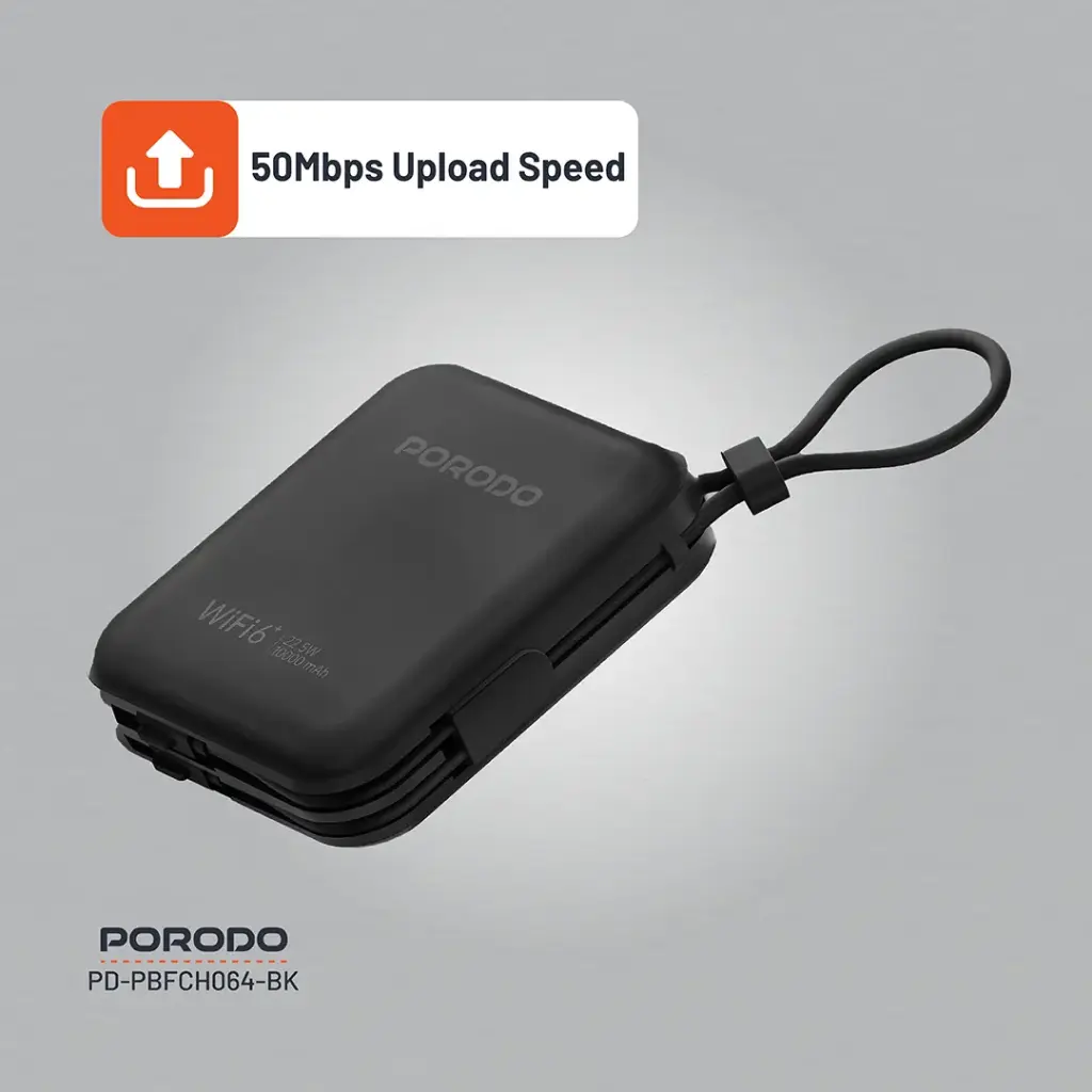 PORODO 4G LTE WIFI 6 POCKET ROUTER PD22.5W BLACK PD-PBFCH064-BK thumbnail 7