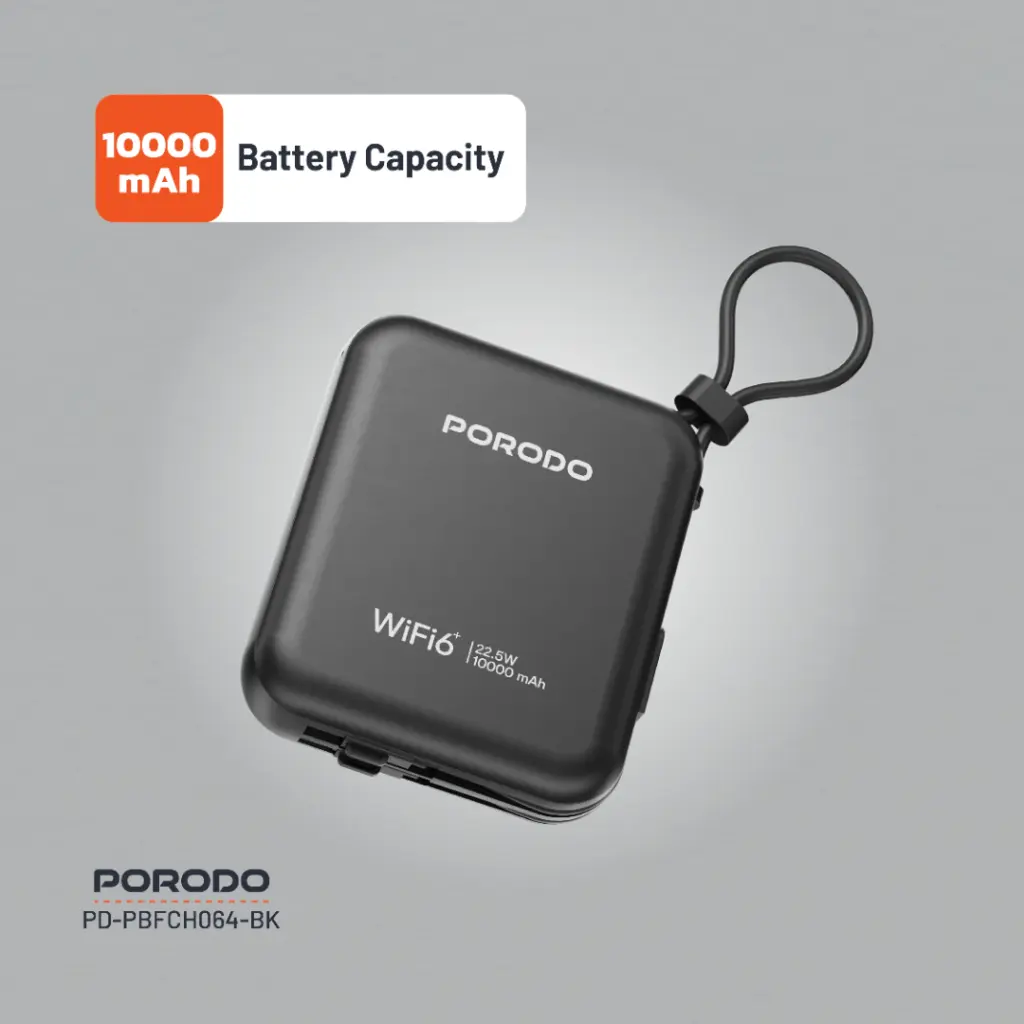 PORODO 4G LTE WIFI 6 POCKET ROUTER PD22.5W BLACK PD-PBFCH064-BK thumbnail 5