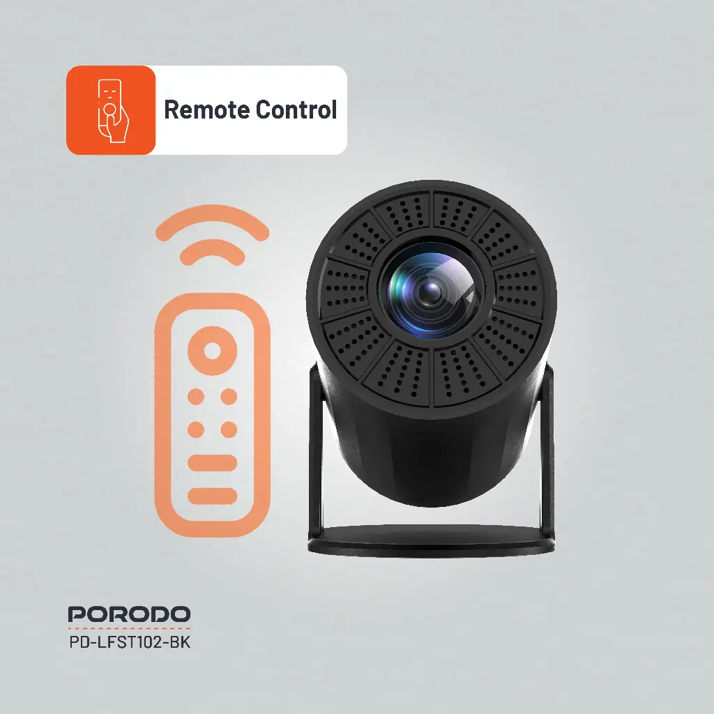 PORODO WIRELESS MIRRORING MULTI ANGLE PROJECTOR 1080P BLACK PD-LFST102-BK thumbnail 4