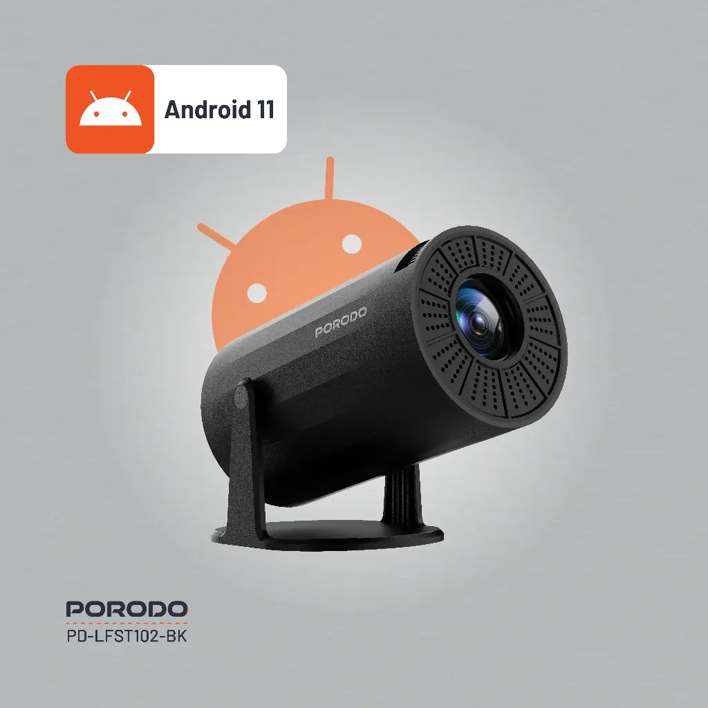 PORODO WIRELESS MIRRORING MULTI ANGLE PROJECTOR 1080P BLACK PD-LFST102-BK thumbnail 3