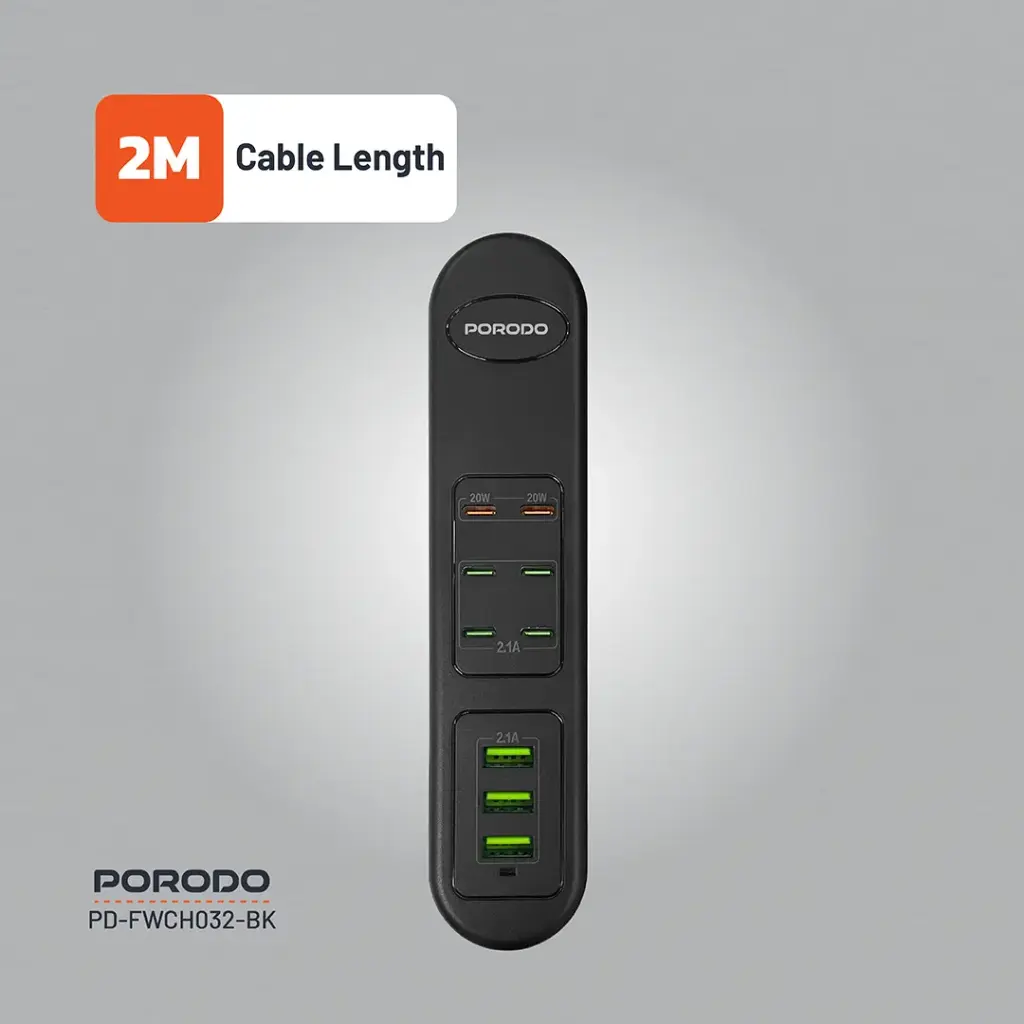 PORODO 50W MULTI PORT USB CHARGING HUB BLACK PD-FWCH032-BK thumbnail 8
