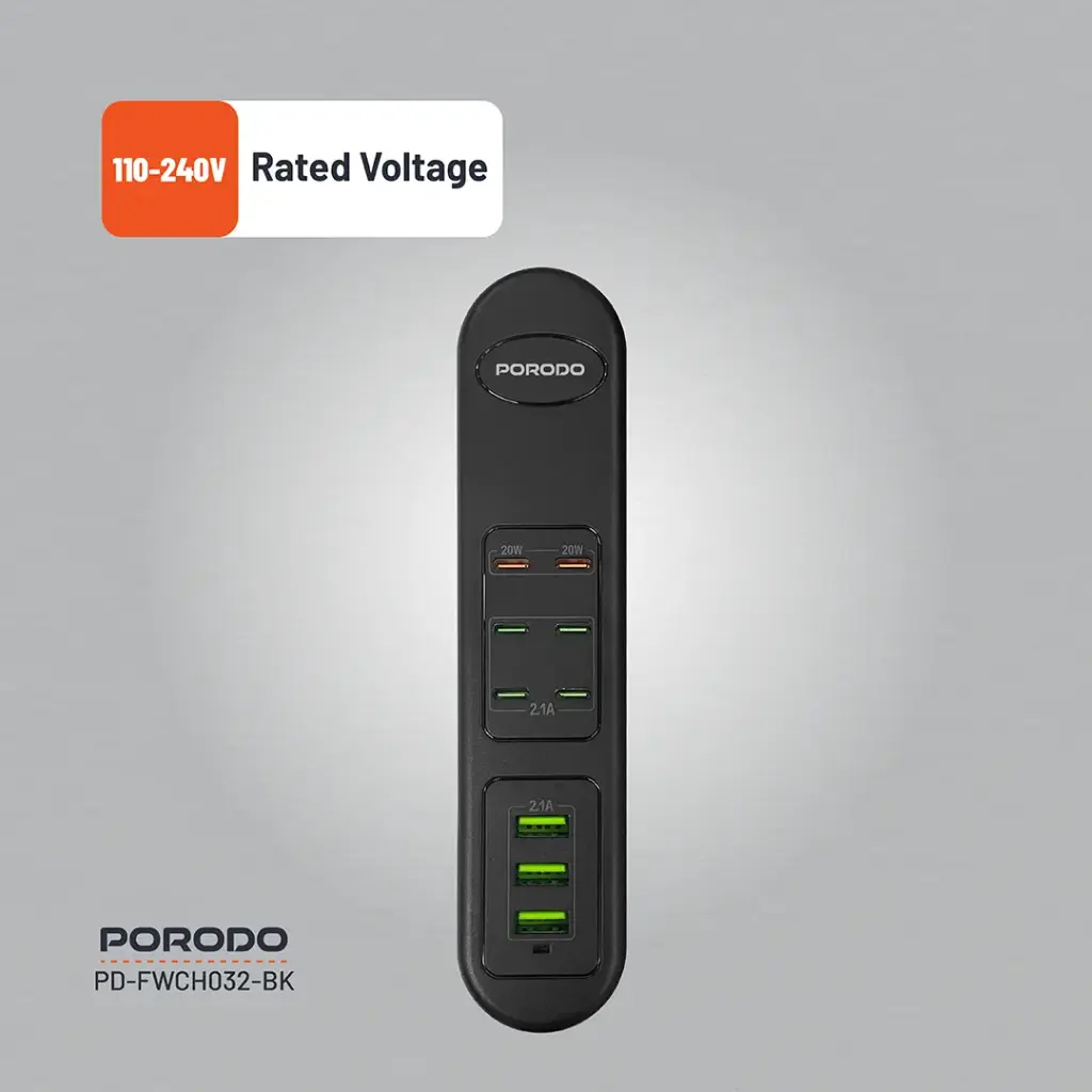 PORODO 50W MULTI PORT USB CHARGING HUB BLACK PD-FWCH032-BK thumbnail 5