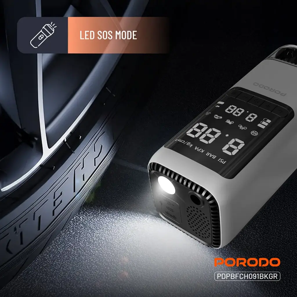 PORODO 6 IN 1 MULITI FUNCTIONAL POWER TOOL JUMP STARTER AIR COMPRESSOR POWERBANK PDPBFCH091BKGR thumbnail 6