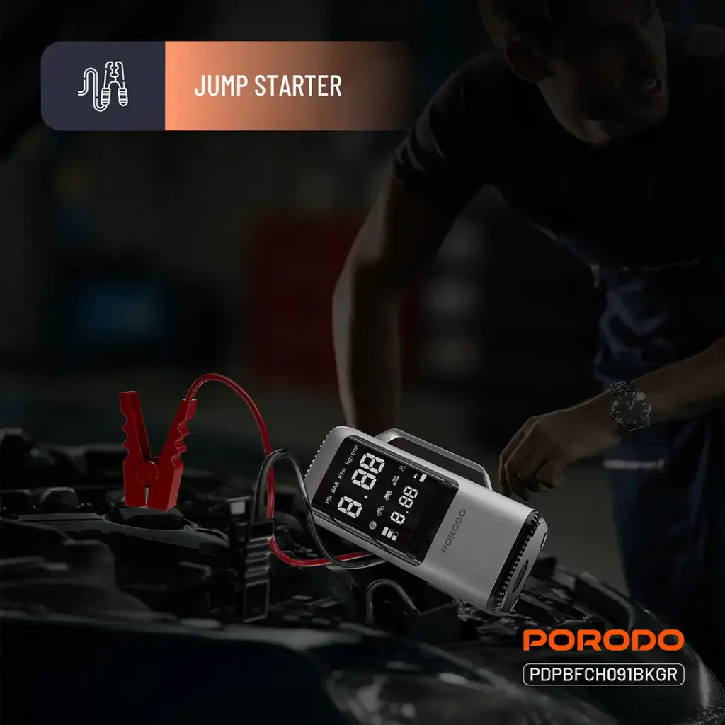 PORODO 6 IN 1 MULITI FUNCTIONAL POWER TOOL JUMP STARTER AIR COMPRESSOR POWERBANK PDPBFCH091BKGR thumbnail 10