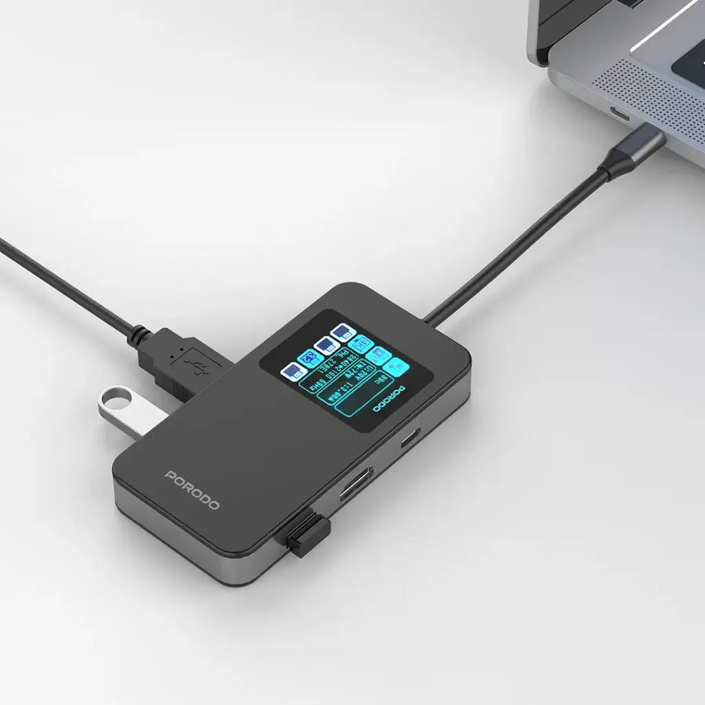 PORODO 6 IN 1 MULTI PORT USB C HUB GRAY PDTC630GY thumbnail 8