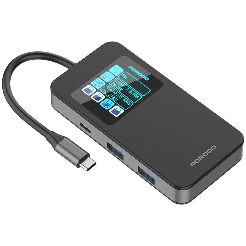 PORODO 6 IN 1 MULTI PORT USB C HUB GRAY PDTC630GY thumbnail 4
