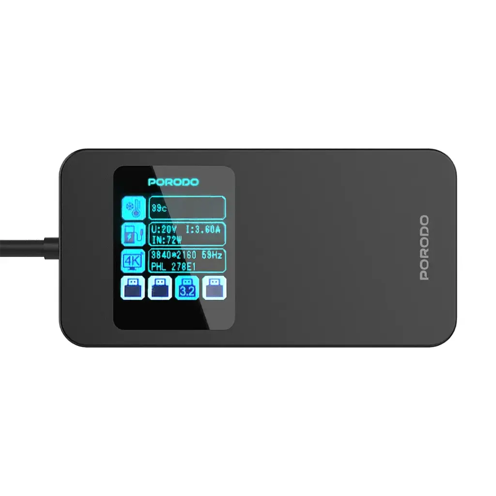 PORODO 6 IN 1 MULTI PORT USB C HUB GRAY PDTC630GY thumbnail 5