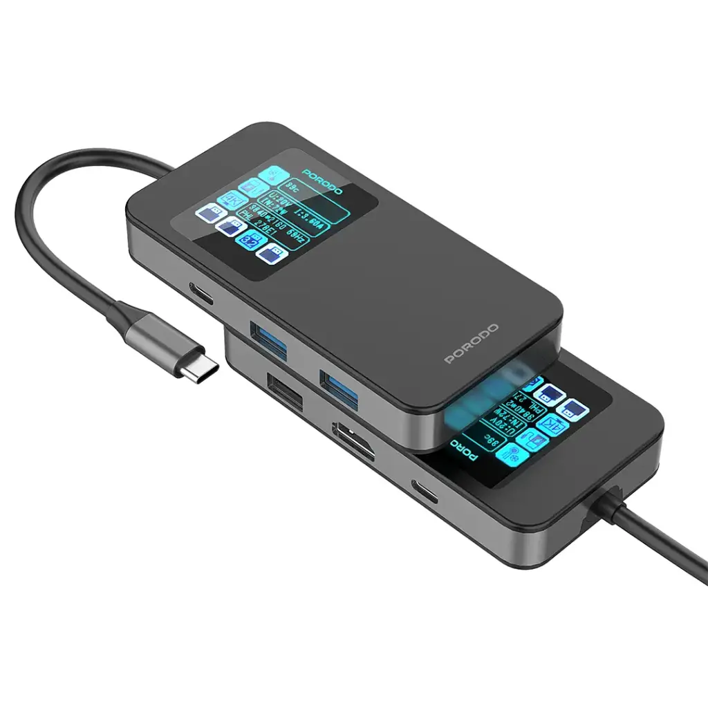 PORODO 6 IN 1 MULTI PORT USB C HUB GRAY PDTC630GY thumbnail 3