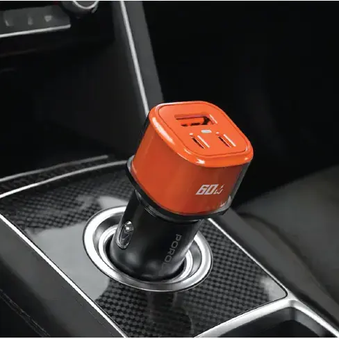 PORODO 60W AVERIN MULTI PORT CAR CHARGER ORANGE PDCCR60WOG thumbnail 3