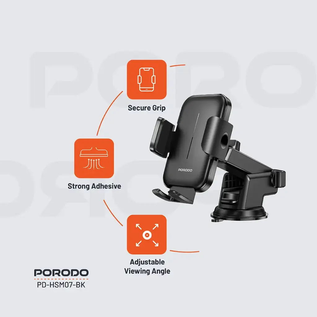 PORODO ADJUSTABLE CLAMPS DASH AND WINDSHIELD MOUNT BLACK PD-HSM07-BK thumbnail 3