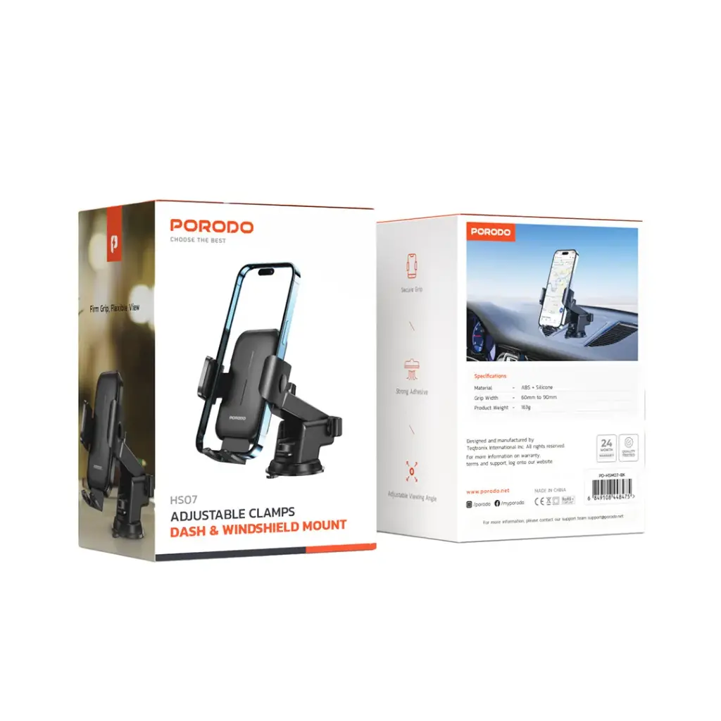 PORODO ADJUSTABLE CLAMPS DASH AND WINDSHIELD MOUNT BLACK PD-HSM07-BK thumbnail 2