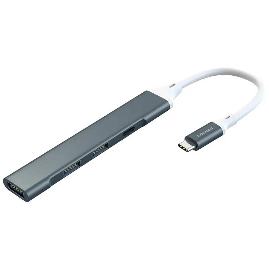 PORODO ALUMINUM MULTI PORT USB C HUB 5GBPS DATA TRANSFER GREY PDFWCH097GY thumbnail 2