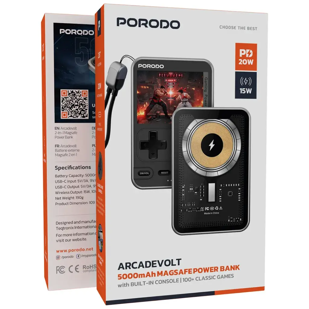 PORODO ARCADEVOLT 5000MAH MAGSAFE POWERBANK BLACK PBPBXH003BK thumbnail 6