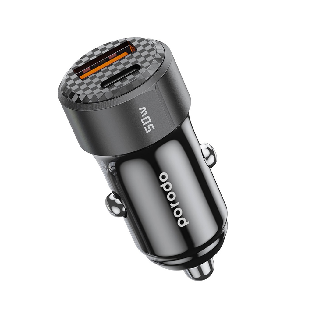 PORODO DUAL OUTPUT CAR CHARGER 50W TITANIUM PD-CC50W-TI thumbnail 2