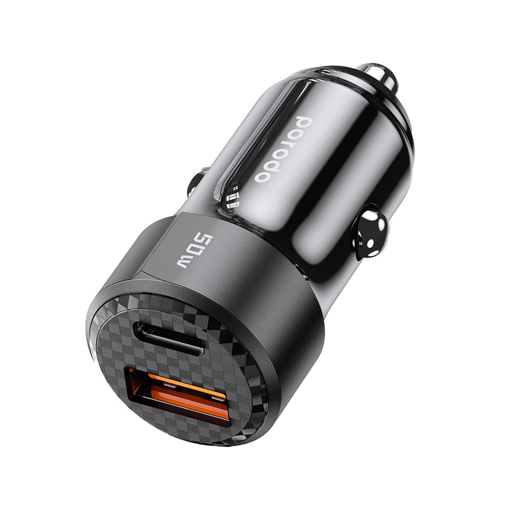 PORODO DUAL OUTPUT CAR CHARGER 50W TITANIUM PD-CC50W-TI thumbnail 4