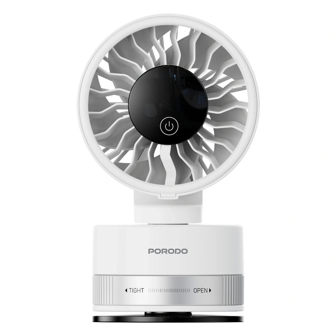 PORODO CHILLO LUXE PORTABLE SUCTION CUP FAN WITH 4000 MAH RECHARGEABLE BATTERY WHITE PDLFSTF608WH thumbnail 3