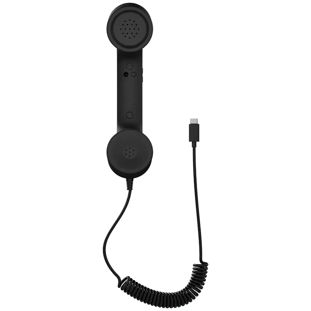 PORODO CLASSIC RETRO PHONE HANDSET WITH TYPE C CONNECTOR BLACK PD569BK thumbnail 3