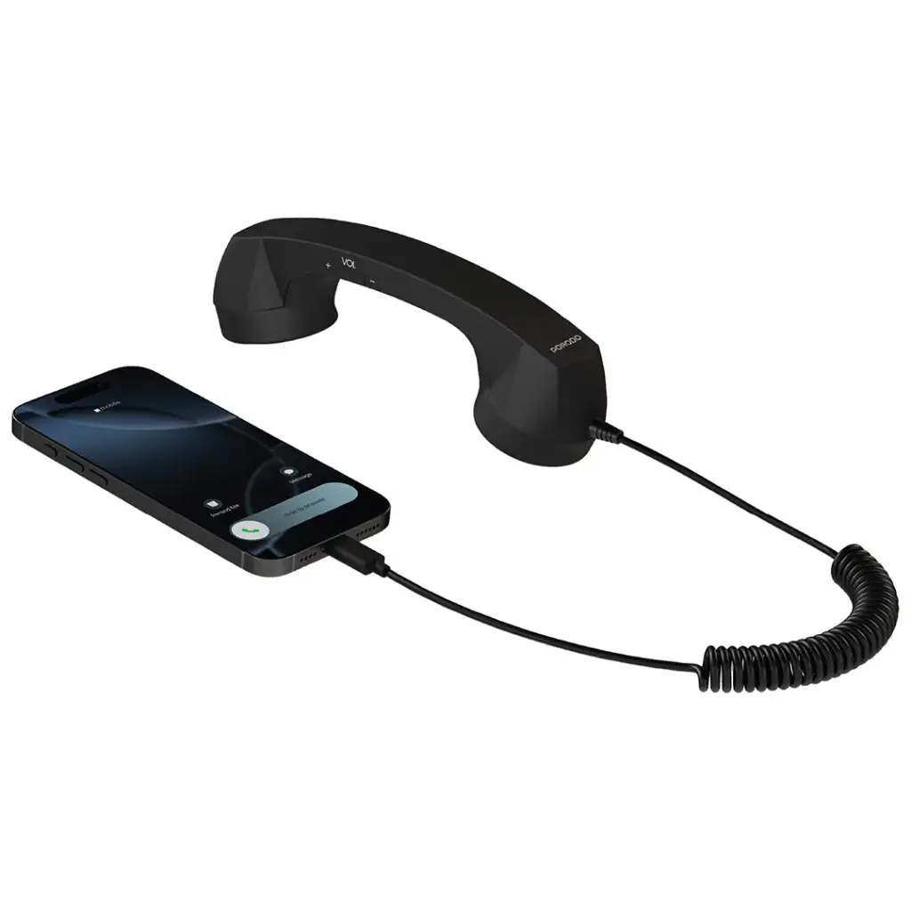 PORODO CLASSIC RETRO PHONE HANDSET WITH TYPE C CONNECTOR BLACK PD569BK thumbnail 2