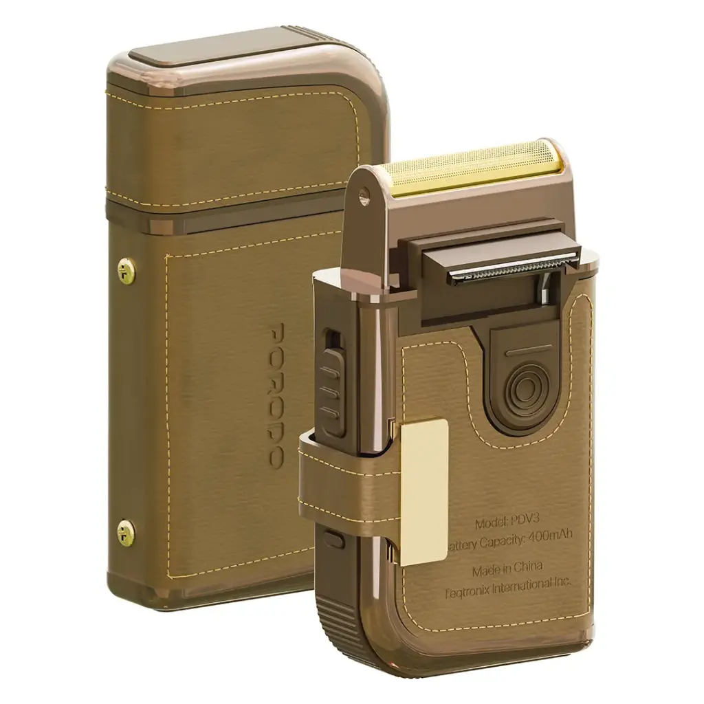 PORODO CLAVIS MULTI FUNCTIONAL SHAVER KIT BUILT IN TRIMMER AND MIRROR BROWN PDV3BR