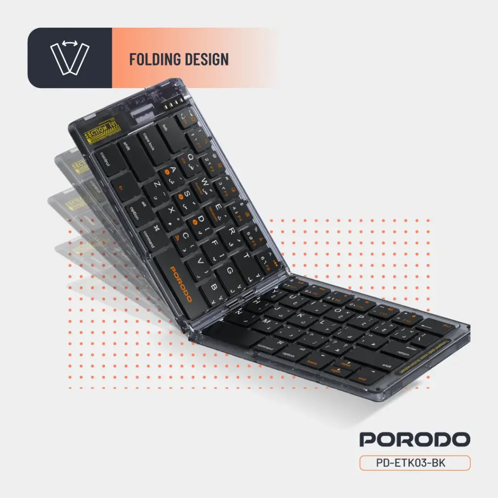 PORODO CRYSTAL SHELL WIRELESS KEYBOARD BLACK PD-ETK03-BK thumbnail 6