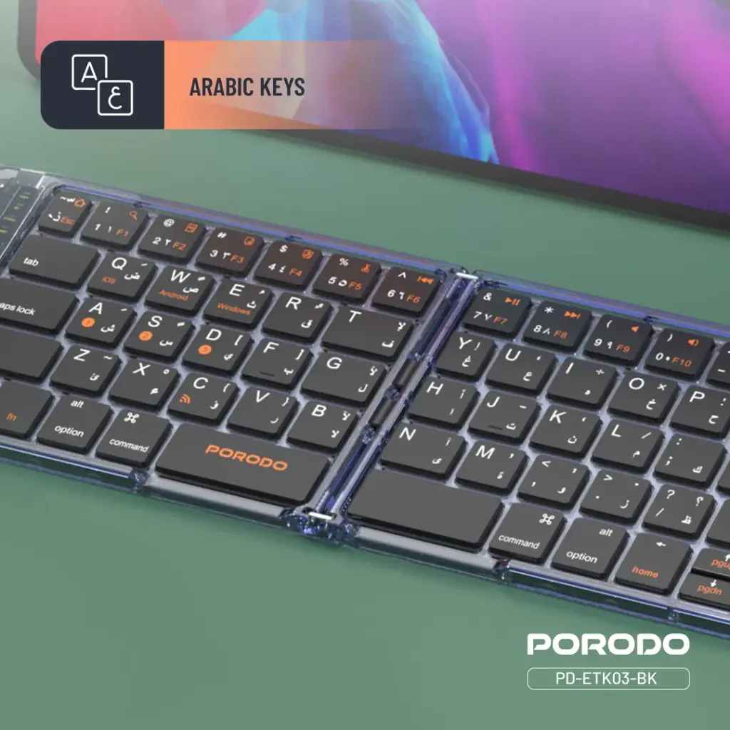 PORODO CRYSTAL SHELL WIRELESS KEYBOARD BLACK PD-ETK03-BK thumbnail 4