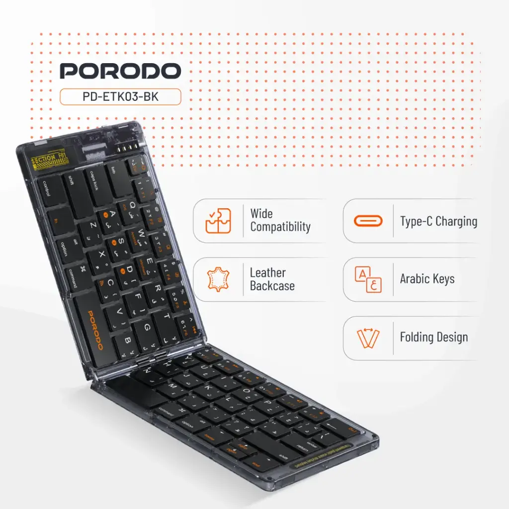 PORODO CRYSTAL SHELL WIRELESS KEYBOARD BLACK PD-ETK03-BK thumbnail 3