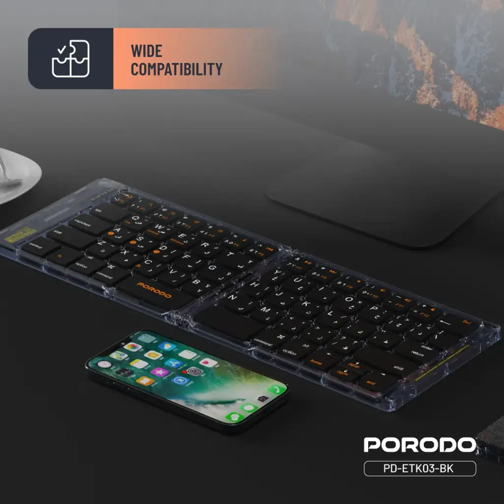 PORODO CRYSTAL SHELL WIRELESS KEYBOARD BLACK PD-ETK03-BK thumbnail 7
