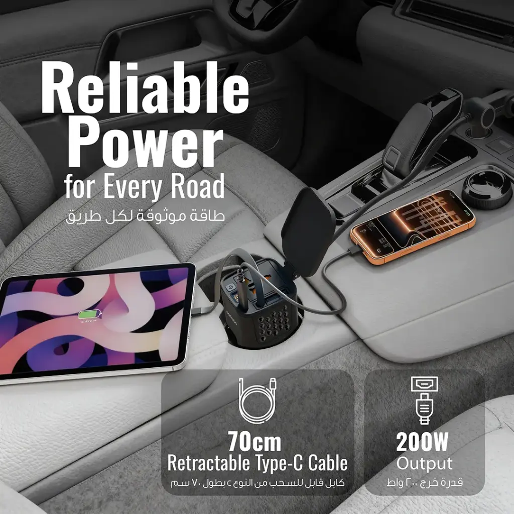 PORODO DRIVESTATION 200W CAR POWER INVERTER REAL TIME VOLTAGE DISPLAY BLACK PDCI103BK thumbnail 2