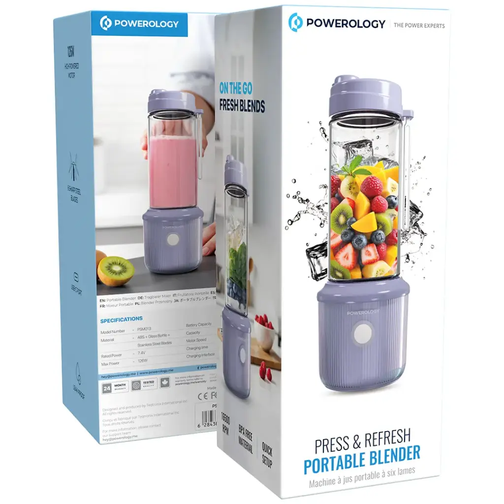POWEROLOGY PRESS  REFRESH PORTABLE BLENDER LAVENDER PSM013LD thumbnail 3