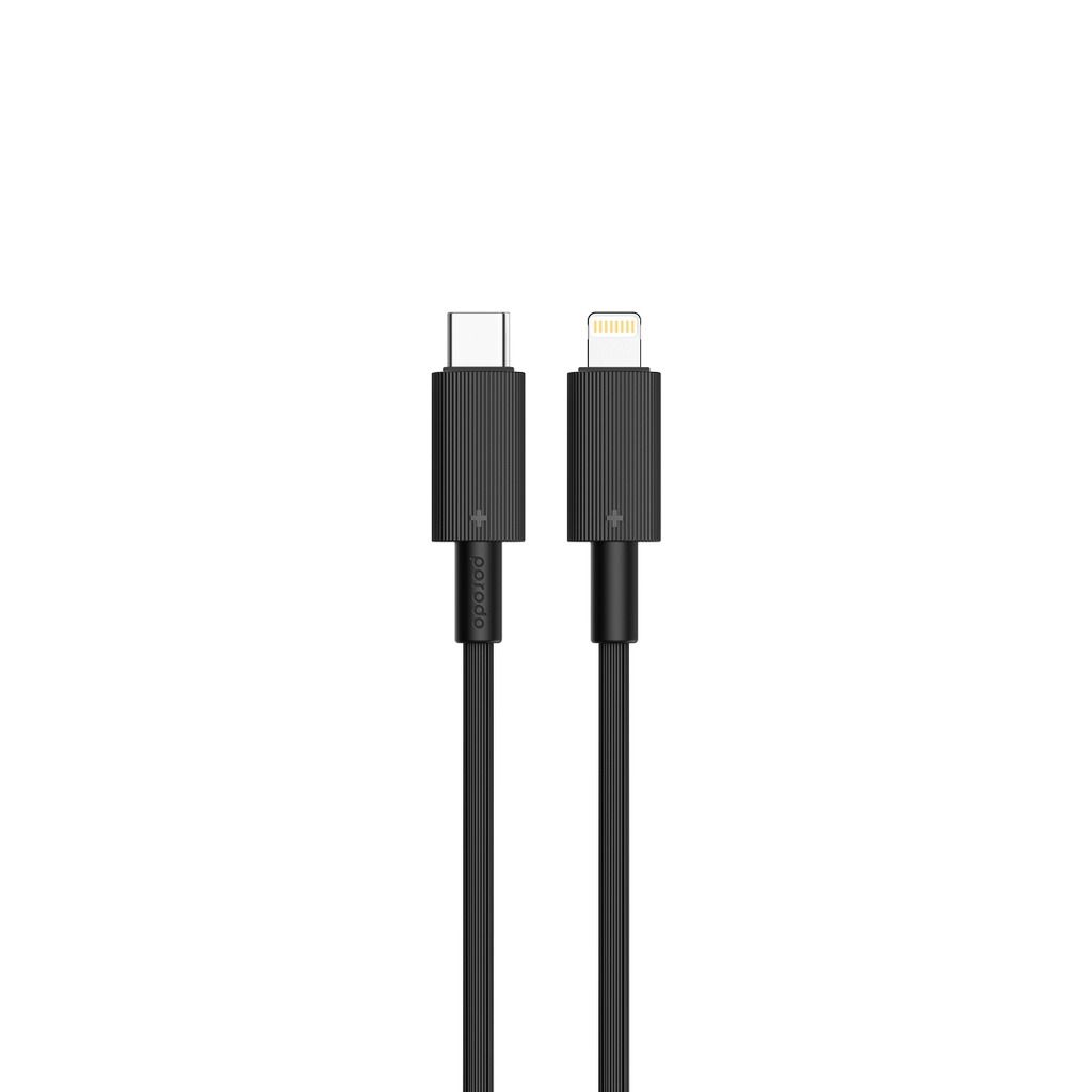 PORODO DUAL PORT WITH USB C TO LIGHTNING CABLE WALL CHARGER BLACK PD-FWCH022-L-BK thumbnail 8