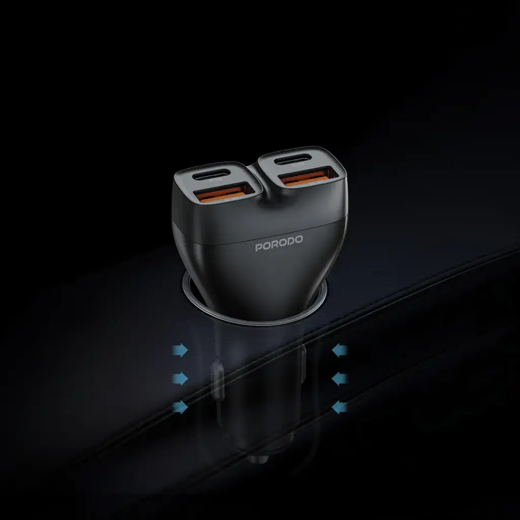 PORODO DUALPOWER 102W CAR CHARGER PD30W QC18W BLACK PDFWCH085BK thumbnail 4