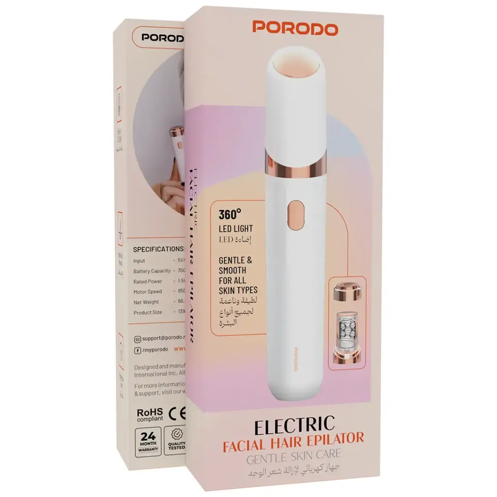 PORODO ELECTRIC FACIAL HAIR EPILATOR WHITE PDLFSTFEWH thumbnail 2