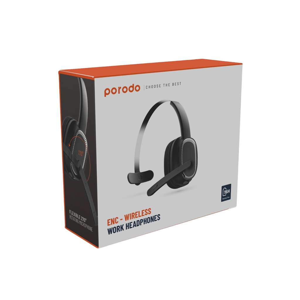 PORODO ENC WIRELESS WORK HEADPHONE BLACK PD-MHDMP-BK thumbnail 4