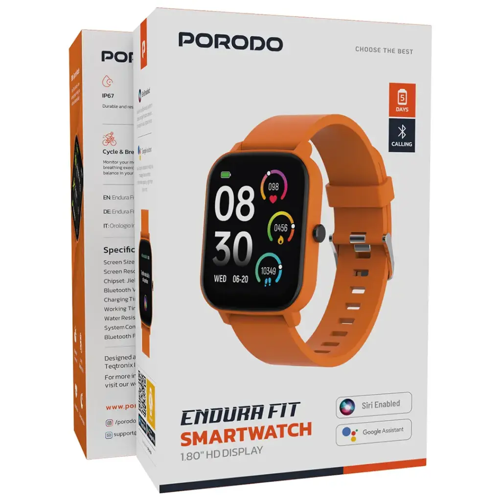 PORODO ENDURA FIT SMART WATCH ORANGE PDSW1830HOG thumbnail 5