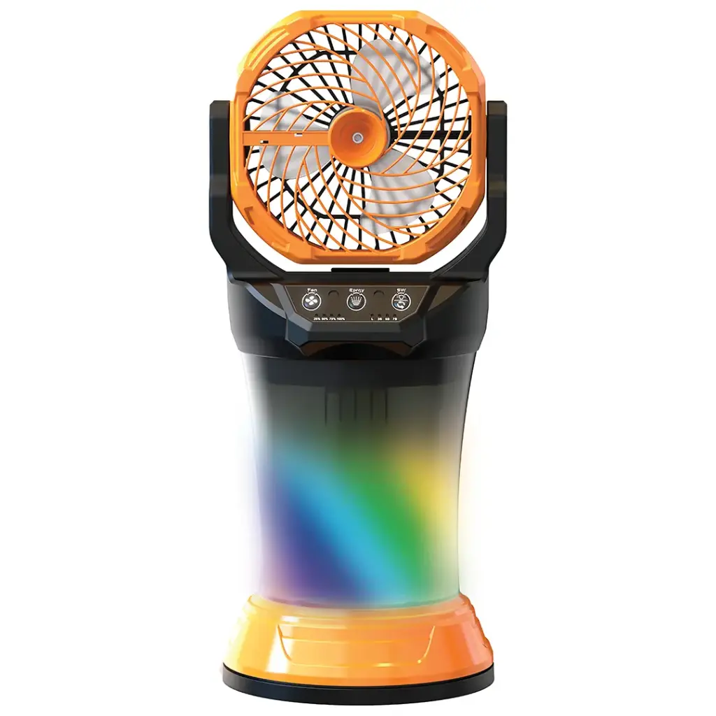 PORODO FRESH PULSE PORTABLE 15000 MAH MISTING FAN WITH RGB LIGHT ORANGE & BLACK PDMDX65OGBK thumbnail 2