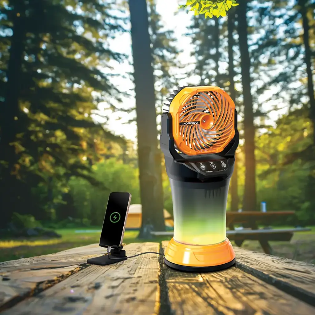 PORODO FRESH PULSE PORTABLE 15000 MAH MISTING FAN WITH RGB LIGHT ORANGE & BLACK PDMDX65OGBK thumbnail 3