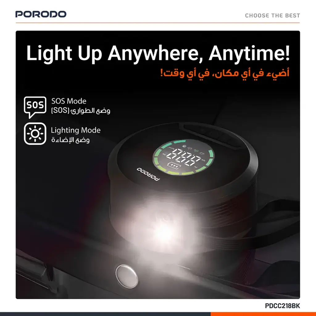 PORODO GAGEFIT POWER BANK AND JUMP STARTER 8000MAH BLACK PDCC218BK thumbnail 5