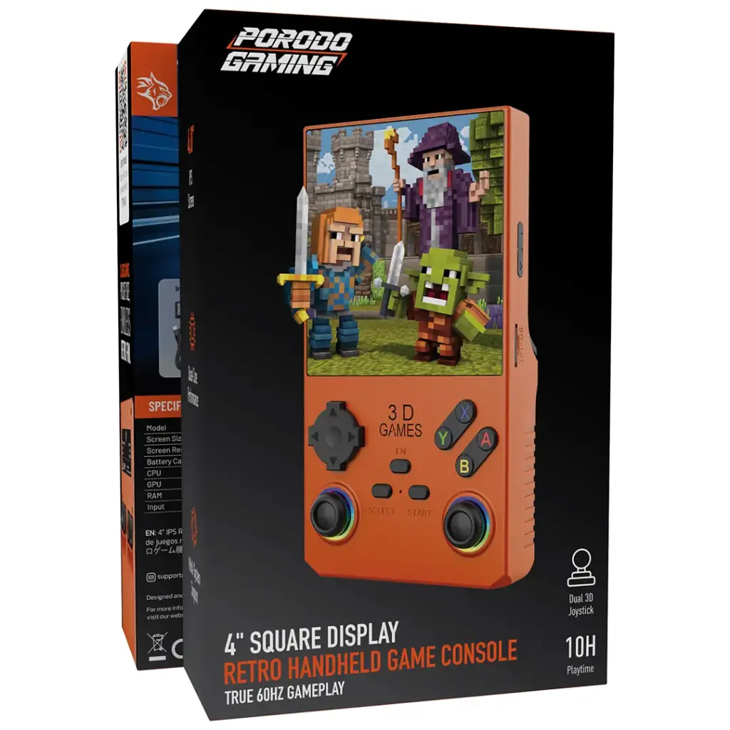 PORODO GAMING 4 SQUARE DISPLAY RETRO HANDHELD GAME CONSOLE ORANGE PDXV40OG thumbnail 3