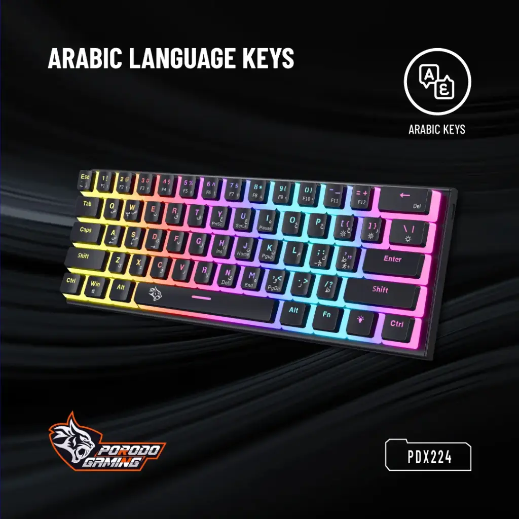 PORODO GAMING 61 KEYS PUDDING MECHANICAL KEYBOARD RED SWITCH PDX224 BLACK PDX224 thumbnail 3