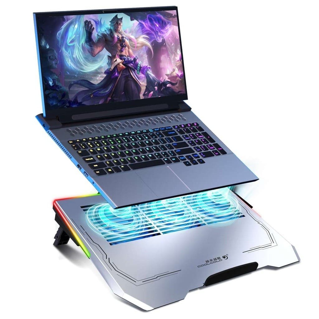 PORODO GAMING ALUMINIUM MULTI FAN COOLING PAD SILVER PDX117 thumbnail 3