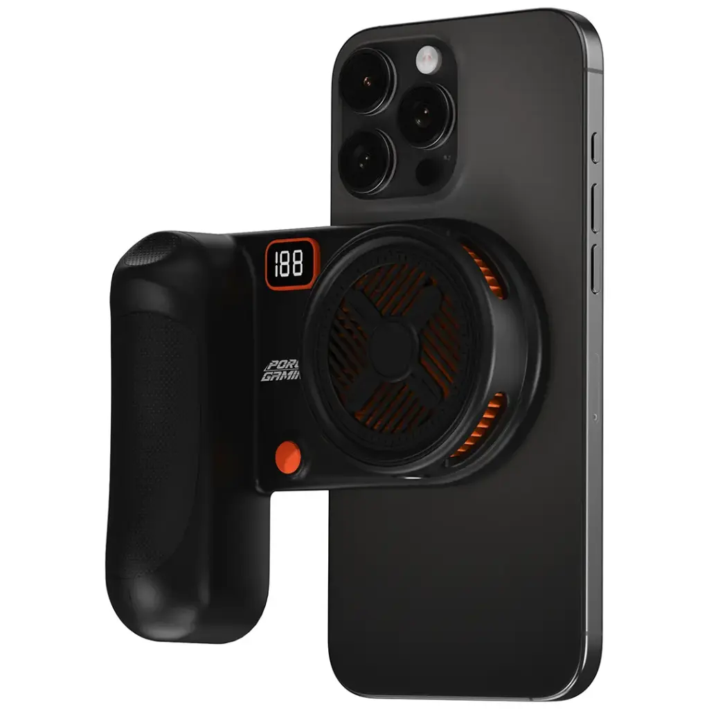 PORODO GAMING ARCTICCHILL MAGNETIC PHONE COOLER WITH ULTRA QUIET FAN BLACK/ORANGE PDXMPCBKOG thumbnail 3