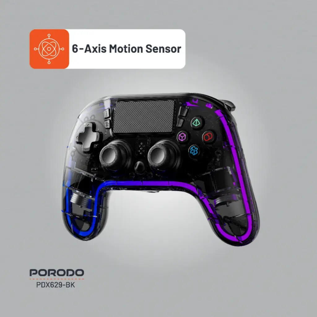 PORODO GAMING CRYSTAL SHELL PS4 RGB CONTROLLER CLEAR PDX629-CL thumbnail 4