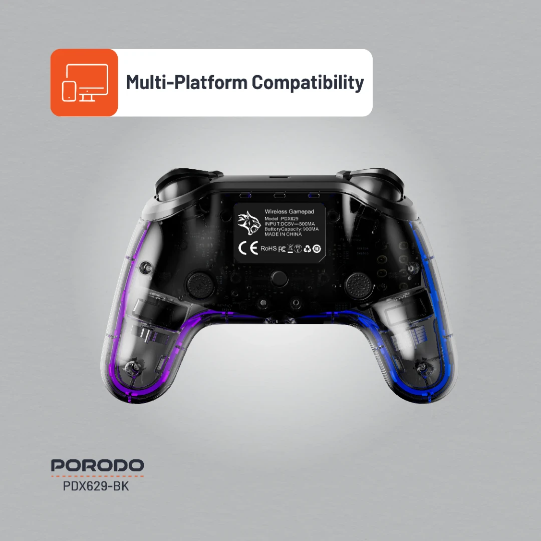 PORODO GAMING CRYSTAL SHELL PS4 RGB CONTROLLER BLACKPDX629-BK thumbnail 6