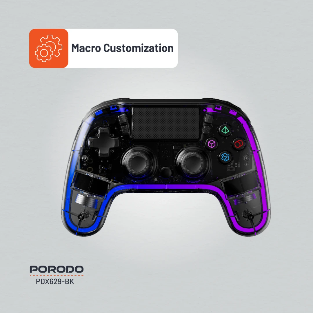 PORODO GAMING CRYSTAL SHELL PS4 RGB CONTROLLER BLACKPDX629-BK thumbnail 5