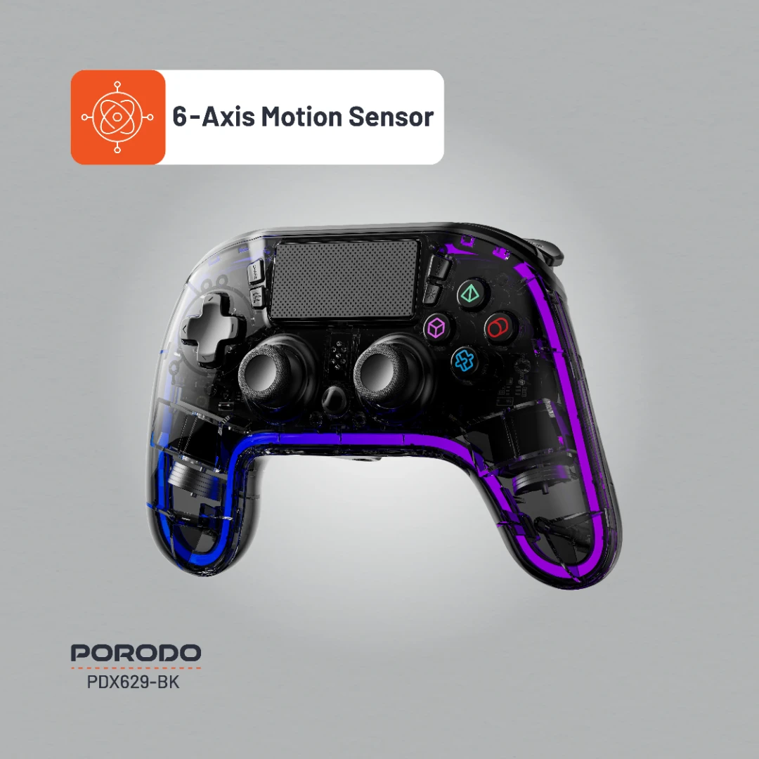 PORODO GAMING CRYSTAL SHELL PS4 RGB CONTROLLER BLACKPDX629-BK thumbnail 4