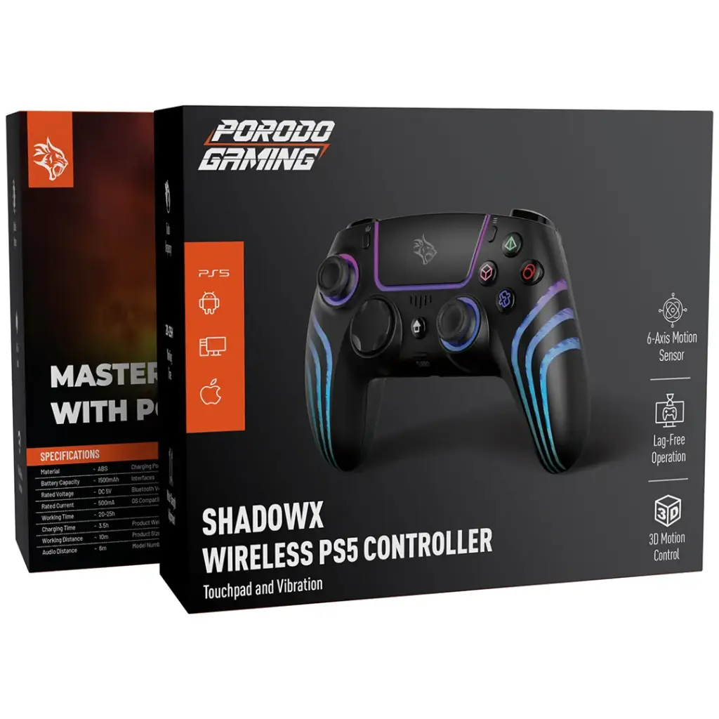 PORODO GAMING SHADOWX WIRELESS PS5 CONTROLLER BLACK PDX641BK thumbnail 2