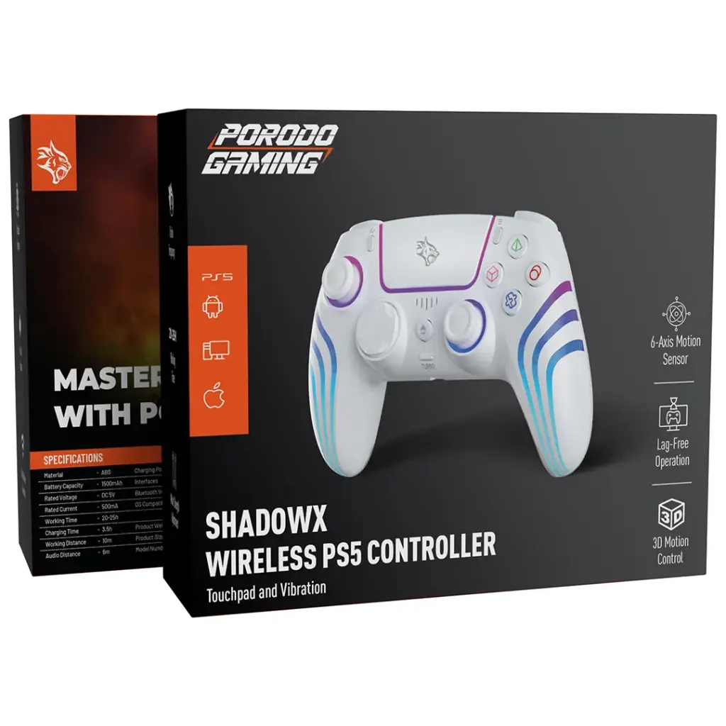 PORODO GAMING SHADOWX WIRELESS PS5 CONTROLLER WHITE PDX641WH thumbnail 2