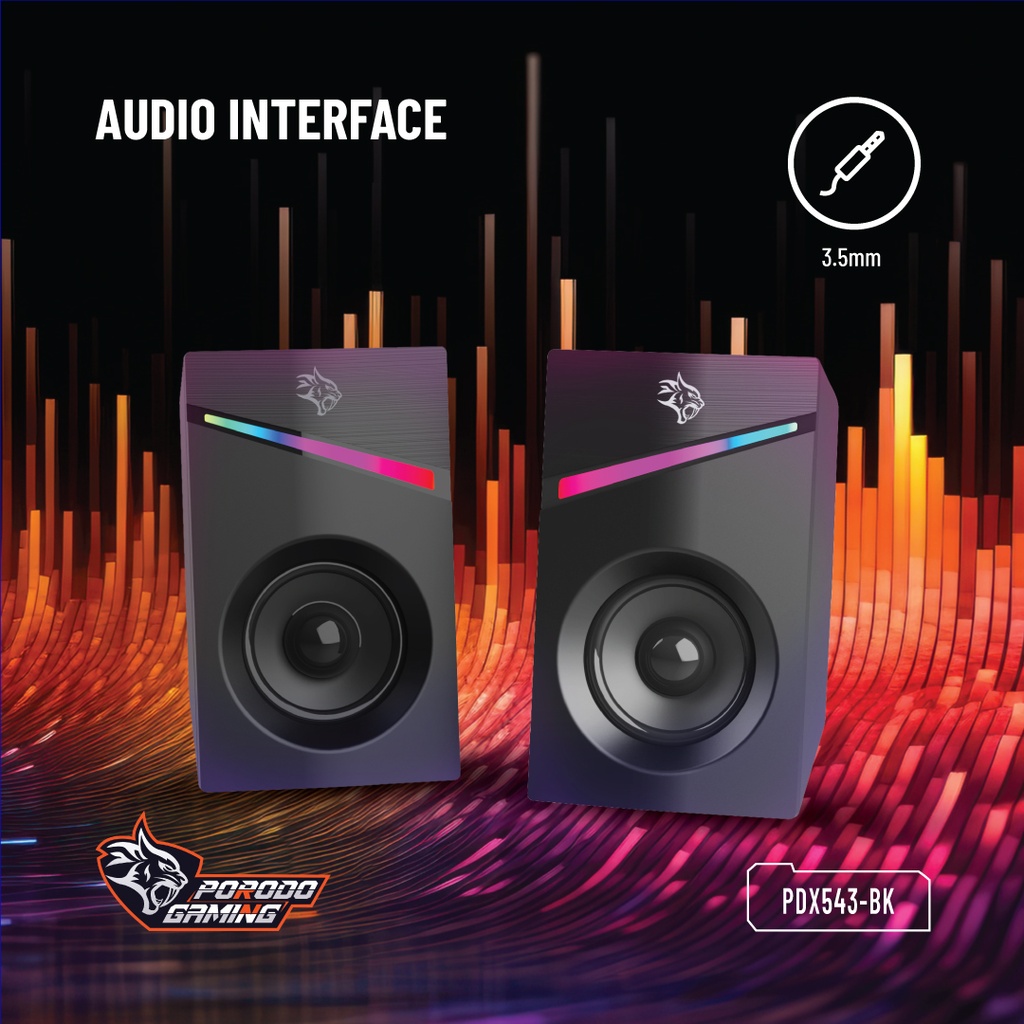 PORODO GAMING STEREO VOULME KNOB CONTROL GAMING SPEAKERS PDX543 BLACK PDX543-BK thumbnail 8