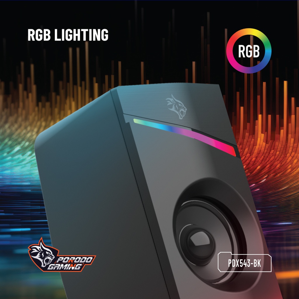 PORODO GAMING STEREO VOULME KNOB CONTROL GAMING SPEAKERS PDX543 BLACK PDX543-BK thumbnail 6
